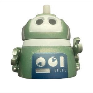 Classic Retro Y2K Green and Silver Windup Robot Toy